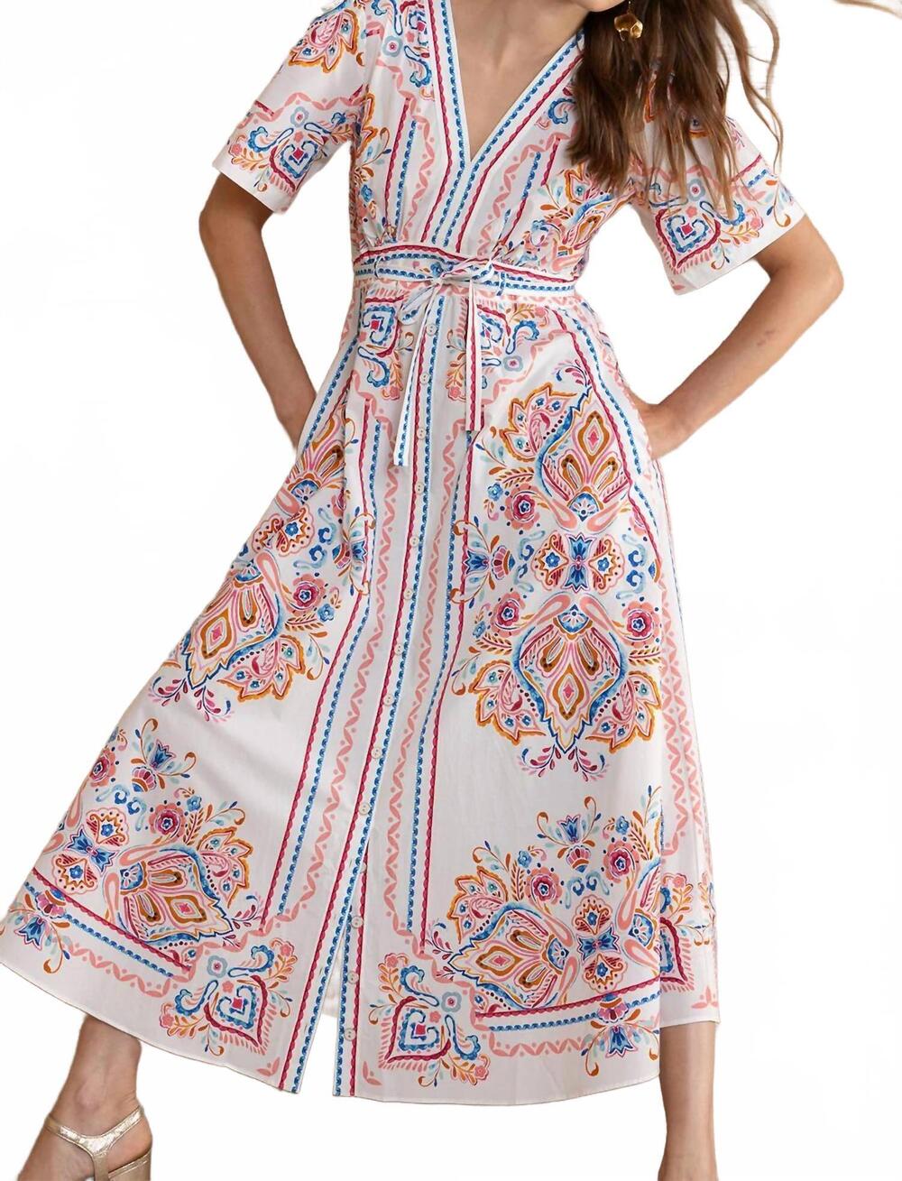 NEW HALE BOB mona poplin maxi dress in pink - Picture 2 of 4